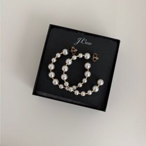 J. Crew Gold and Cream Pearl Hoop Earrings